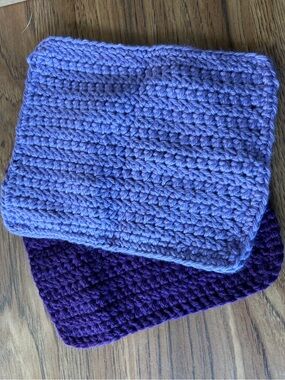 Handmade Crocheted Purple Washcloth Set